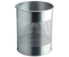 Durable - Papelera redonda metálica con agujeros (15 l), color plateado