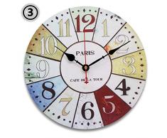 EsportsMJJ ronda Vintage rústico de madera reloj de pared de cuarzo movimiento-3