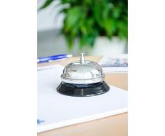 Relaxdays - Timbre de Mesa Timbre para recepciÃ³n de Hotel Negro y Plateado Ã 8,5 cm Cromado