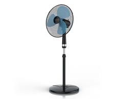 Brandson - 40cm Ventilador de pie - Oscilación Aprox. 85 Grado - 3 Niveles de Potencia - 50 W - Flujo de Aire Elevado - Negro