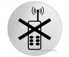 OFFORM Señal pictograma en acero inox Ø 130 mm No.6949 "No móvil"