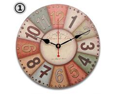 EsportsMJJ Ronda Vintage Rústico De Madera Reloj De Pared De Cuarzo Movimiento-1