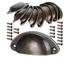 10 pcs Tiradores de Metal Vintage Bronce Manillas Manijas para Puertas de Muebles Antiguos Armarios Cajones de Habitación Cocina Baño con Tornillos