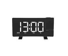Despertador Digital, Reloj LED Radio FM Proyector de Techo Reloj Despertador con alarmas duales, Función de repetición, Reloj Despertador de proyección de Pantalla Curva LED Grande de 5