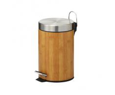 Zeller 18561 - Cubo de la basura con pedal, diseño de bambú, 3 l, 17 x 26 cm, metal
