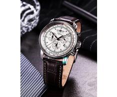 Zeppelin 100 Jahre Zeppelin - Reloj analógico de caballero de cuarzo con correa de piel marrón (alarma, cronómetro)