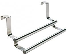 Wenko Twin Toallero para Puerta 2 Barras, Acero Inoxidable, Plata Mate, 23.5 x 10.5 x 8.5 cm