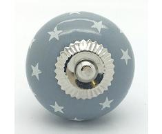 Estrellas, color gris redonda de cerámica Tirador de puerta vintage shabby chic Armario Cajón Tirador