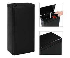Festnight Cubo de Basura Automatico con Sensor Papelera Sensor Automático Acero Inoxidable Negro 80 L 40 x 34 x 85 cm