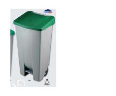 Denox 23400 - Contenedor basura selectivo con pedal y ruedas, color verde, talla 120 L