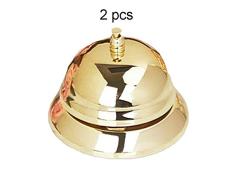 Campana de Mano Loud la llamada Bell, Multifuncional Durable 2 PC Servicio al Cliente Campana de acero inoxidable del oro de Recepción Mostrador de recepción de mesa Decoración de plata Dinner Bell de