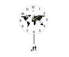NgFTG Reloj De Pared con Péndulo Oscilante, Mapa del Mundo Reloj De Pared Decorativo,decoración del Hogar Silencioso Non-Ticking Reloj De Cuarzo Actualización Esfera Grande-b 44x29cm(17x11inch)