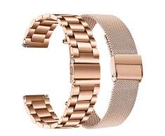 TRUMiRR Compatible con Galaxy Watch 42mm/Galaxy Watch Active/Gear Sport Correa de Reloj, 20mm Acero Inoxidable de Metal sólido Correa de Malla Banda de Reloj para Garmin Vivoactive 3/3 Music