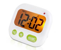 Reloj Despertador Digital, música/vibración LCD Digital Reloj Despertador electrónico Volumen de Alarma Ajustable Temporizador de Reposo