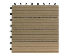 EVERFLOOR WPC marca Gartenfreude (= madera / mezcla de plástico) baldosas de patio perfil macizo color teca, 10 piezas, 30 x 30 cm (aprox. 0,9m2)