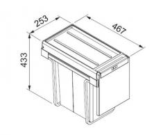 Franke Cube 30 - Cubo de basura (2 compartimentos para clasificar los residuos, 1 de 20 L y otro de 10 L)
