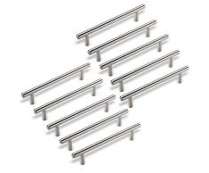 10 x SO-TECH® Tirador de MuebleG10 Tubo de Acero Inox Tirador Barra Distancia Agujeros 128 mm