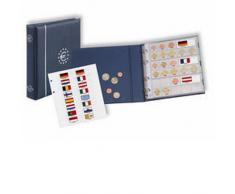 Numis Euro-Münzenalbum: Komplett-Album im blauen 4-Ring-Binder aus Kunststoff inkl. 5 Hüllen NH 24 (für 15 komplett EURO-Kursmünzensätze) und farbigem ... Euro-Zeichen auf dem Albumdeckel