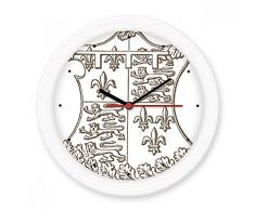 BeatCong Barroco Escudo Blanco Hoja león Negro ilustración patrón silenciosa para no marcando a Pilas Ronda Reloj de Pared Decorativo se dirigen la Etiqueta Relojes de Regalo