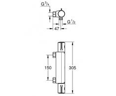 Grohe Grohtherm 800 - Grifo termostático de ducha con montaje en pared expuesto, color cromo (Ref. 34561000)