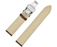 TStrap Cuero Correa 22mm Auténtico Becerro Brazalete de Reloj Pulsera Reloj Bande Hebilla Desplegable cierre Desplegable de Mariposa Marrón
