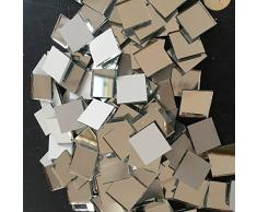 Juego de 100pcs pequeñas manualidades de cristal cuadrada, cristal espejo mosaico azulejos 2x2cm