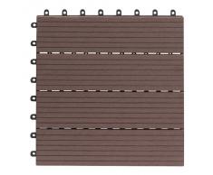 EVERFLOOR WPC 4600-1000-003 - Baldosas de patio perfil macizo color teca, 10 piezas, 30 x 30 cm (aprox. 0,9m2)