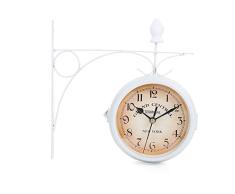 Chenny Estación Gentral Reloj de Pared del Reloj Soporte metálico de la Vendimia Estante clásico Caliente jardín Hogar decoración Exterior de Doble Cara del Soporte (Blanco)