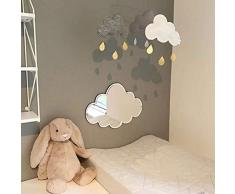 Espejo acrílico con madera inastillable, para decoración de dormitorio infantil beige Nube