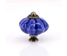 MOODSCUS Cerámica Calabaza Gabinete y Muebles Tiradores Tiradores Vintage Bronce Base Cajones Manijas Puerta Herrajes Perilla Único color azul