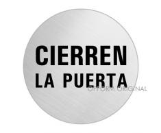 OFFORM Señal pictograma en acero inox Ø 75mm No.39134 Cierren la puerta