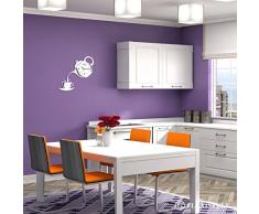 FLEXISTYLE Moderno Reloj de Pared de la Cocina Taza y Jarra Negro, 45 cm x 45 cm, 3D, Estilo Moderno, 3D silencioso, diseño