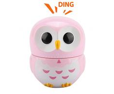 Lindo búho en forma de cocina Manual temporizador mecánico de cocina en casa mostradores Reloj de alarma Reloj de alarma portátil Herramienta de cocina(rosa)