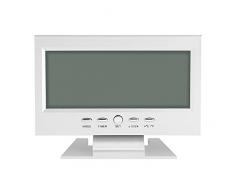 Aramox Reloj Digital eléctrico, Reloj de Alarma de Escritorio de Mesa de Sensor de Sonido Digital LCD con Calendario y Pantalla de Temperatura(White)