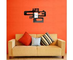 EsportsMJJ Arte Moderno Número Diseño Pared Reloj Acrílico Espejo Superficie Home Decor-Blanco
