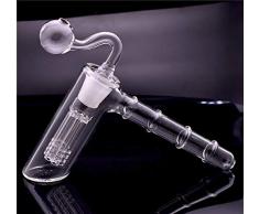 Martillo de cristal con 6 brazos y percolador de cristal con mango de pipa de agua para fumar mini pipa de abeja con tubo de quemador de aceite de 18 mm, vidrio cristal de borosilicato, with S Bowl