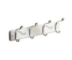 InterDesign York - Perchero de pared con 4 ganchos, color blanco y cromado