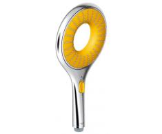 Grohe Rainshower Icon - Alcachofa (1 tipo de chorro, función Rain Eco, adaptador en ángulo para conexión a manguera), color cromado y amarillo