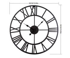 MAJOZ Reloj de Pared de Metal Estilo Vintage - Reloj de Pared 3D Silencioso para Decoración de Hogar - diámetro 50 cm (Negro)