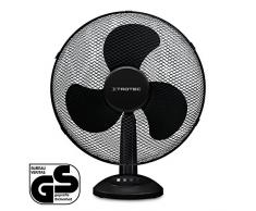 TROTEC Ventilador de Mesa TVE 18 / 50 W / Negro / Oscilación Automática de 80° / Sobremesa / 3 Velocidades de Ventilación / Base de Apoyo Estable y Antideslizante / Asa de Transporte integrado