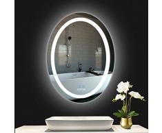 LUVODI Espejo de Baño Moderno con Iluminación LED Espejo Redondo Baño Pared con Interruptor Táctil Función Anti-niebla Adecuado para Baño Tocador Dormitorio 60x80 cm