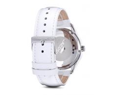 Lacoste 2000822 - Reloj análogico de cuarzo con correa de cuero para mujer, color blanco/plateado
