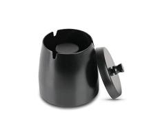 EKKONG Cenicero con Tapa, Cenicero de Acero Inoxidable, Cenicero a Prueba de Viento para Interiores Exteriores, Metal Cenicero Mesa con Base Antideslizante para Balcon Jardín Bar Oficina (Small)