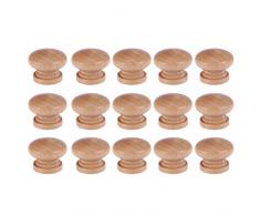 DOITOOL 30 Unids Pomo armario madera tiradores de muebles del cajón madera perillas de muebles Forma de Seta perillas del gabinete con Tornillos (2,8 x 2,8 x 2,4 cm, pequeños)
