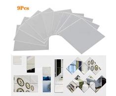 FOCCTS 9pcs de Hojas de Espejo Moderno de Acrílico Plástico Autoadhesivo Cuadrado Fondo de TV Azulejo Espejo Etiqueta de La Pared