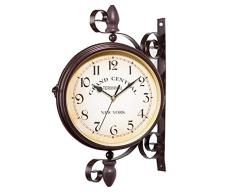 Ailiebhaus Relojes de Doble Cara Antiguo de Estilo Europeo jardín estación de Reloj de Pared Exterior