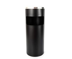 30L Cubo de Basura con Cenicero de Pie, Cenicero Bote de Basura de Acero Inoxidable, Cenicero de Pie Robusto, Cubo de Basura Papelera con Depósito (Black)