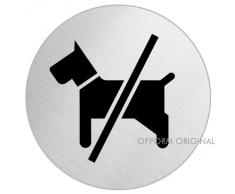 OFFORM Señal pictograma en acero inox Ø 130 mm No.6962 "Perros prohibidos"