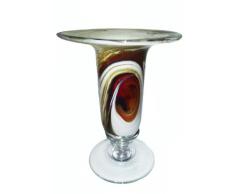 Jarrón con pie de cristal de colour con orificio grande y tapa de cristal blanco de velas sin llama decorativa de Navidad leewadee altura 25 cm garni vidriería