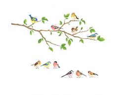 DECOWALL DS-8036 Pájaros del jardín Vinilo Pegatinas Decorativas Adhesiva Pared Dormitorio Salón Guardería Habitación Infantiles Niños Bebés (Pequeño)